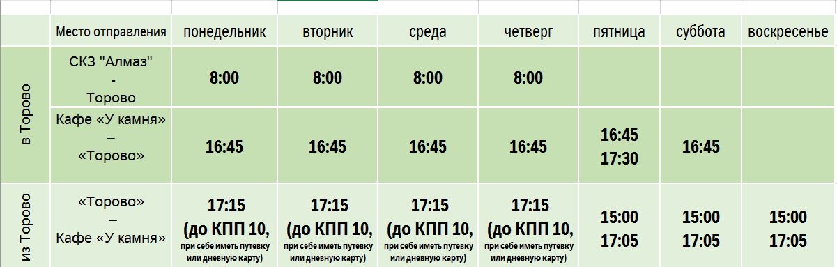 расписание автобуса 2023